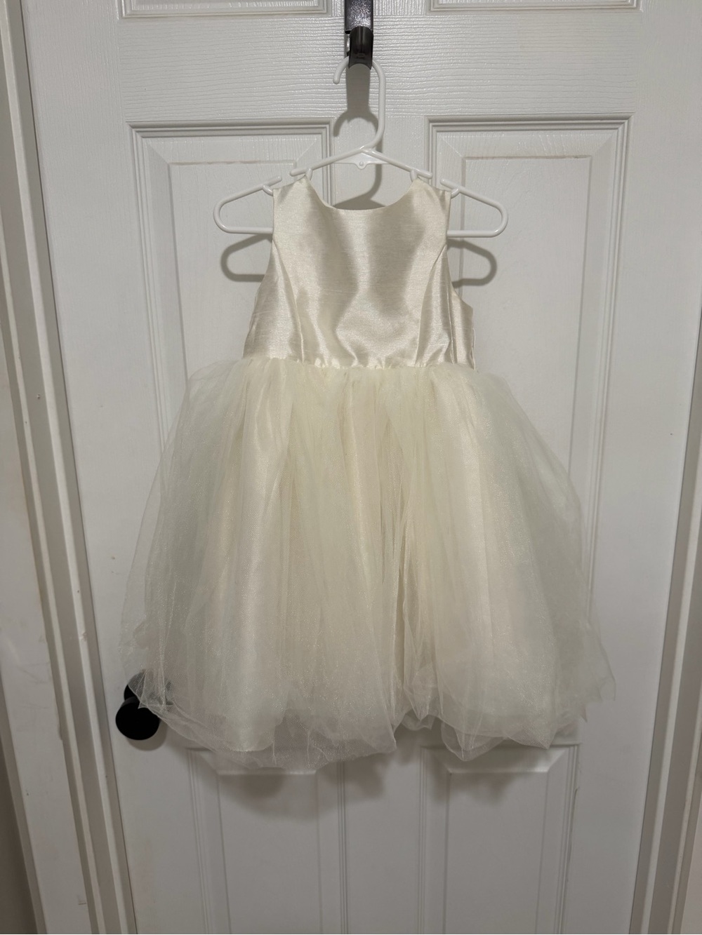 David's Bridal Ivory Satin Flower Girl Dress